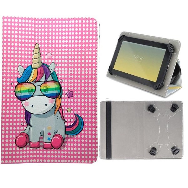 Universal Flip Case til 9-10,2" tablets - Rainbow Unicorn Multicolor
