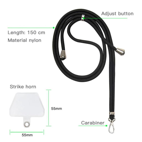 Universal Crossbody Nylon Patch Neck Strap Lanyards Rope för Mob Isblå