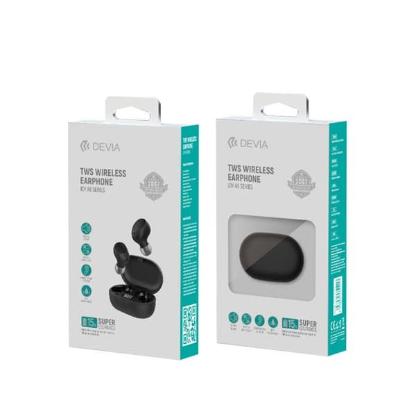 Langattomat DEVIA JOY TWS Bluetooth V5.0 -kuulokkeet latauslaatikolla Black