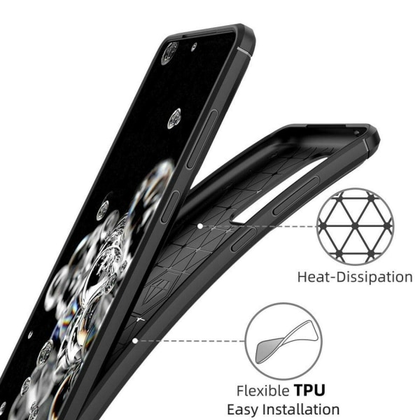 Samsung Galaxy S20 Ultra - Fleksibelt Carbon Soft TPU Cover - Sort Black