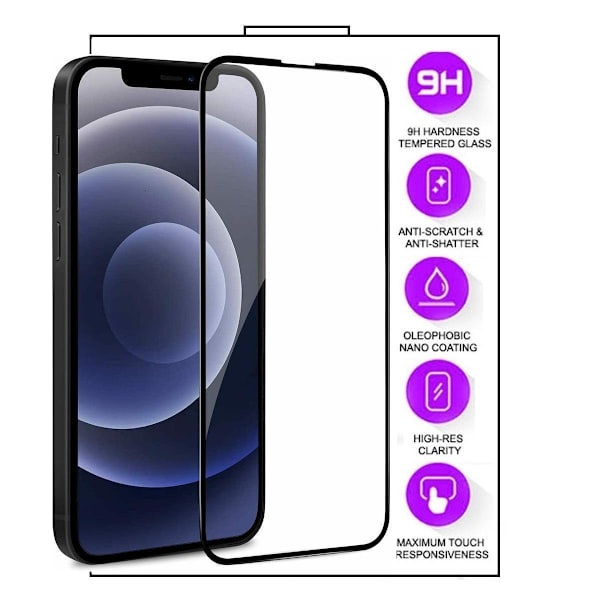 iPhone 14 PRO - 10D Helskärm Härdat Glas Transparent
