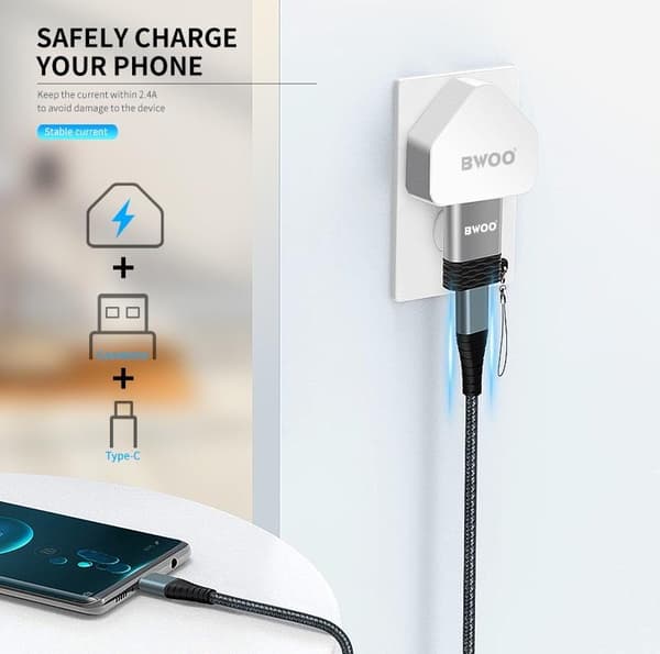 BWOO USB-C till USB-A OTG Adapter Snabbladdning & Dataöverföring Grey