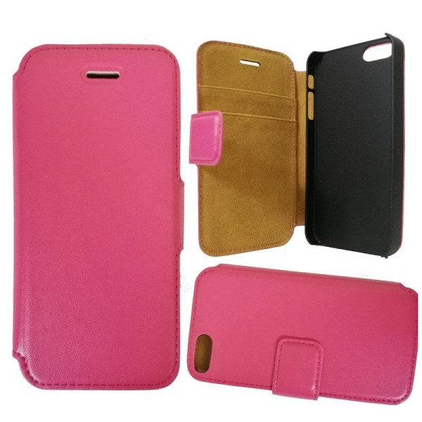 iPhone 5 / 5s / SE - Eko-nahkainen tyylikäs mobiililompakko - vaaleanpunainen Pink