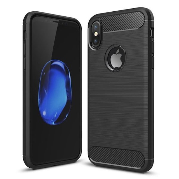 iPhone X / XS - Flexibel Carbon Mjuk TPU Skal - Svart Svart