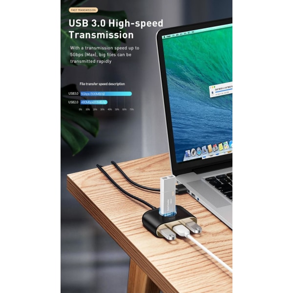 BASEUS Square Round USB Hub with Power Supply Interface Black