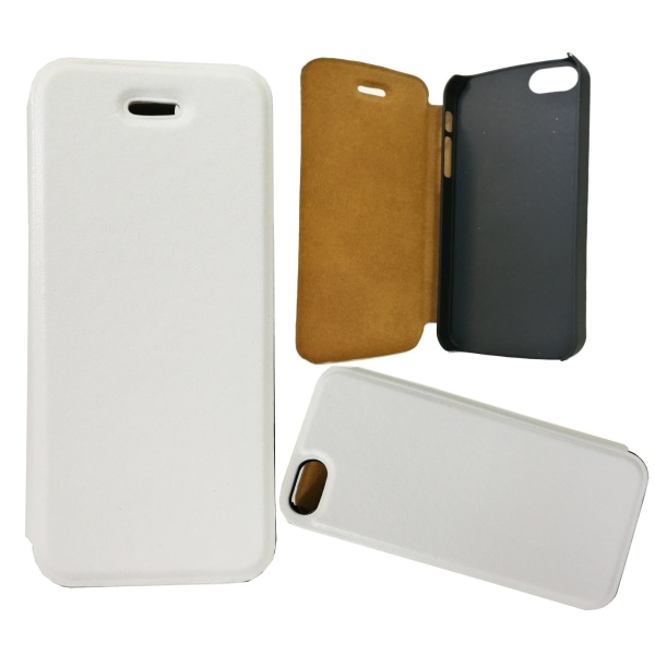 iPhone 5/5s/SE - Eco Læder Top Kvalitet Slim Cover - Hvid White