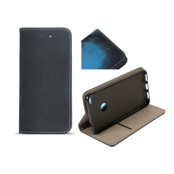 Huawei P10 Lite - SmartTermo Wallet Case - Sort/Blå Black