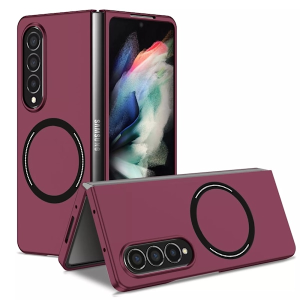 Samsung Galaxy Z Fold 4 - MagSafe Kompatibelt TPU Skal, Tunt & Stötsäkert Skydd Vinröd Vin, röd