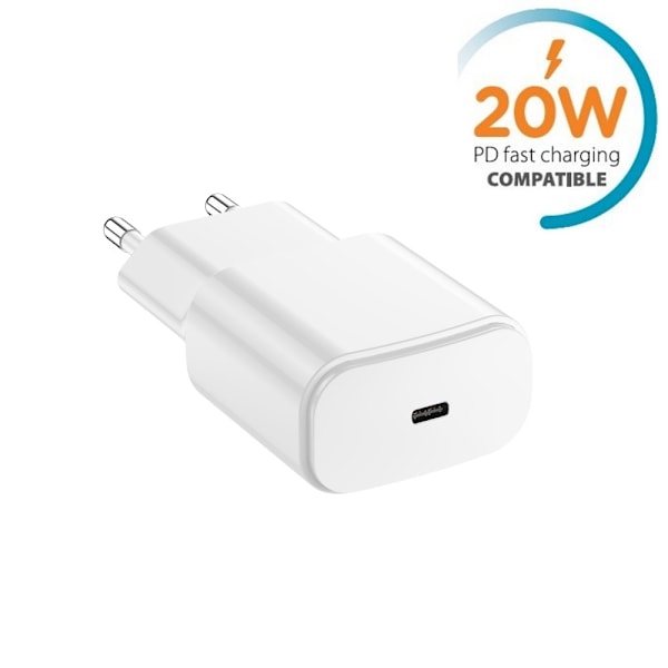 Snabbladdare för iPhone / Samsung 20W USB-C Väggladdare White