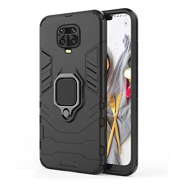 Redmi Note 9 Pro - Defender Skal Med Ringhållarstativ Svart