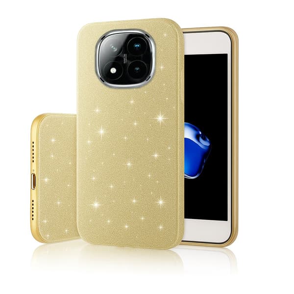 Xiaomi Redmi Note 14 Pro - 3in1 Glitter Elegant Mjuk Skal Guld Guld