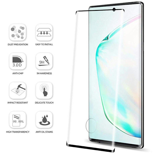 Samsung Galaxy Note 10 - Härdat Glas Displayskydd - Fullskärm Transparent