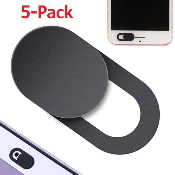 5-Pack Webbkamera Skydd Cover Slider för Laptop/Mac/Smartphone Svart