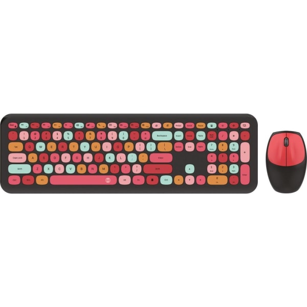 FOREVER Candy Trådløst Tastatur + Mus - Sort Rød Multicolor
