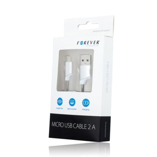 Forever Metal MicroUSB Data SYNC -kaapeli - 100 cm Silver