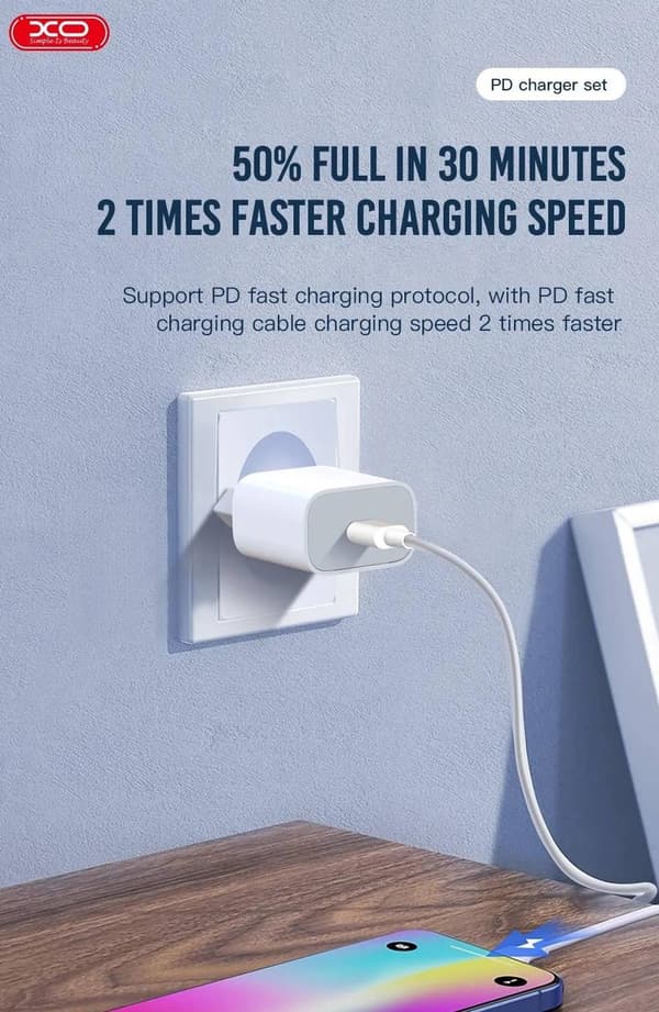 Laddare USB-C kompatibel iPhone 15/16/17/18 Samsung strömadapter 20W White