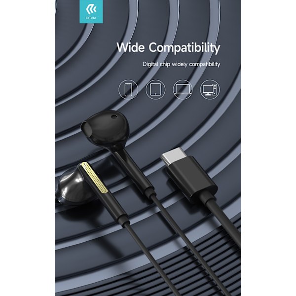 USB-C In-Ear Hi-Fi Hörlurar med Mikrofon iPhone 15,16 /Samsung /Android -Vit White