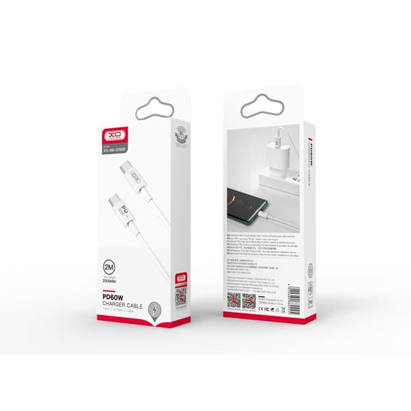 iPhone 15/16/17/18 kompatibel Snabbladdning 60W USB-C To USB-C PD 2m kabel Vit
