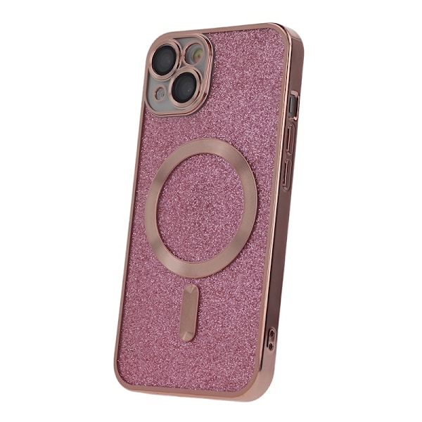 iPhone 13 - Magasafe 2i1 Glitter / Transparent Chrome Skal Rosa Pink