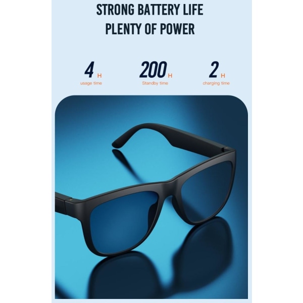Bluetooth solbriller UV400 med høretelefoner til musik og opkald Black