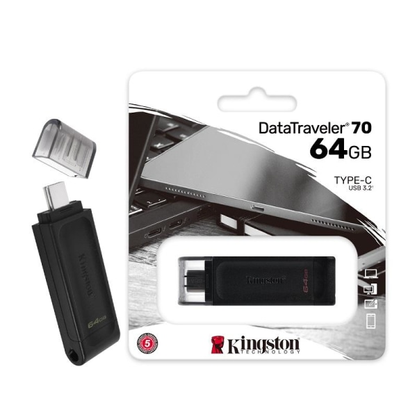 64 Gt Kingston DataTraveler USB 3.2 USB-C-liitännällä Black
