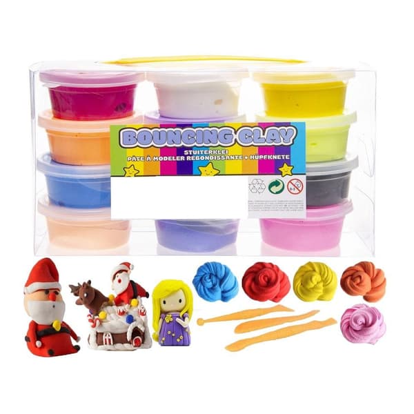 12-Pack Mjuk och Stretchy Bouncing Clay / Fluffy Slime Multicolor