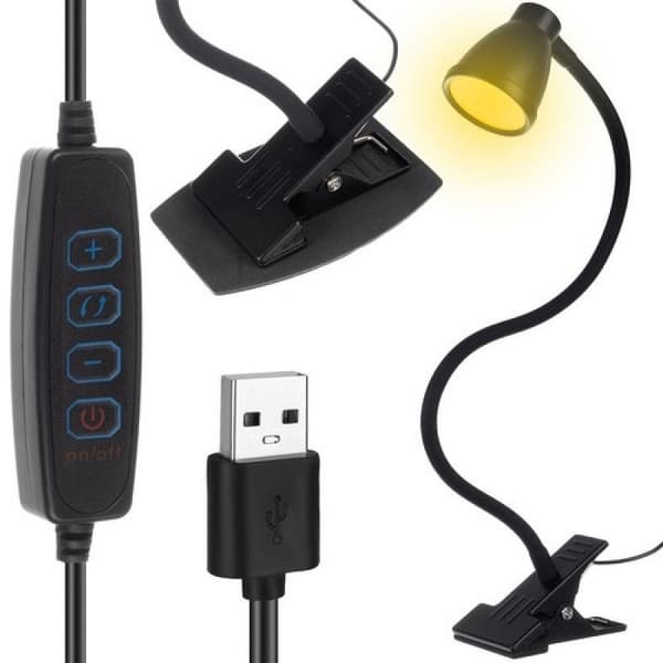 LED Skrivbordslampa Med klämmor och basstativ Black