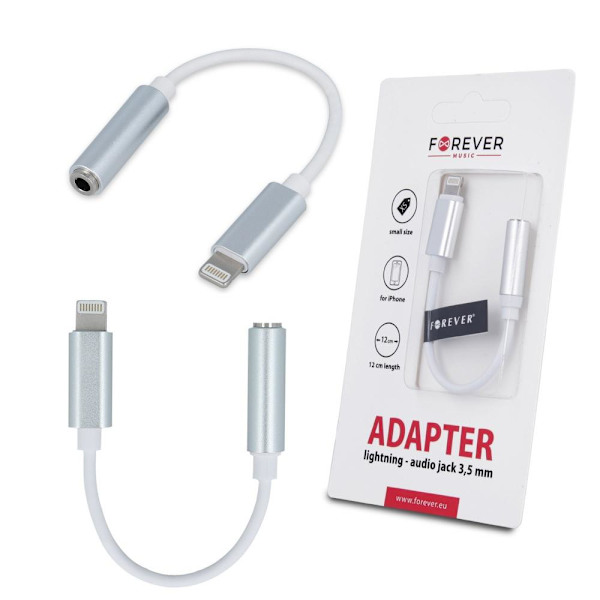 FOREVER Lightning til 3,5 mm Aux Audio Jack Adapter - Hvid White