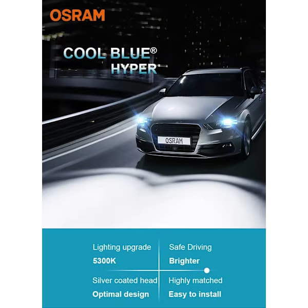Halogen Bilfrontlys Pære H7 Cool Blue Ultra Hvit 5300K 12V 55W (2 stk)