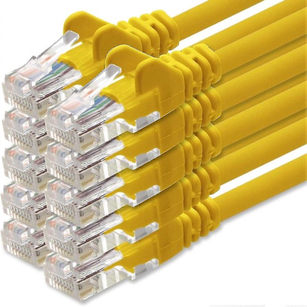 1attack Cat6 Ethernet Patch Lan-kabel RJ45-kontakt Gigabit Cat 6 Patchkabel Gult - 10 stycken - 0,5m