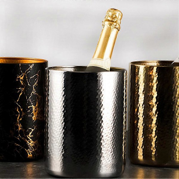 Champagne-spand i rustfrit stål, håndhamret is-vinspand, KTV-vin afkøler, is-firkantet spand