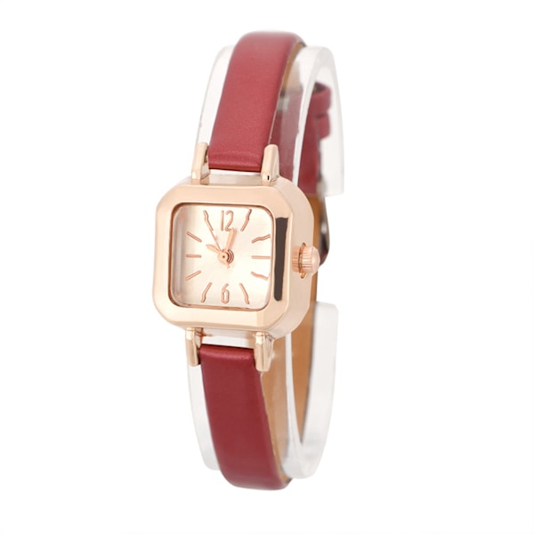 Fashionable Female Quartz Wrist Watch Analog PU Strap Wristwatch (Red)