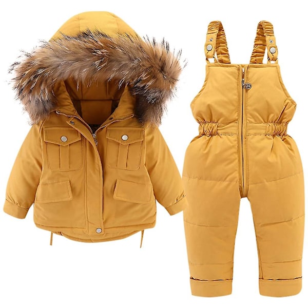 children's down jacket suit girls baby yellow 100