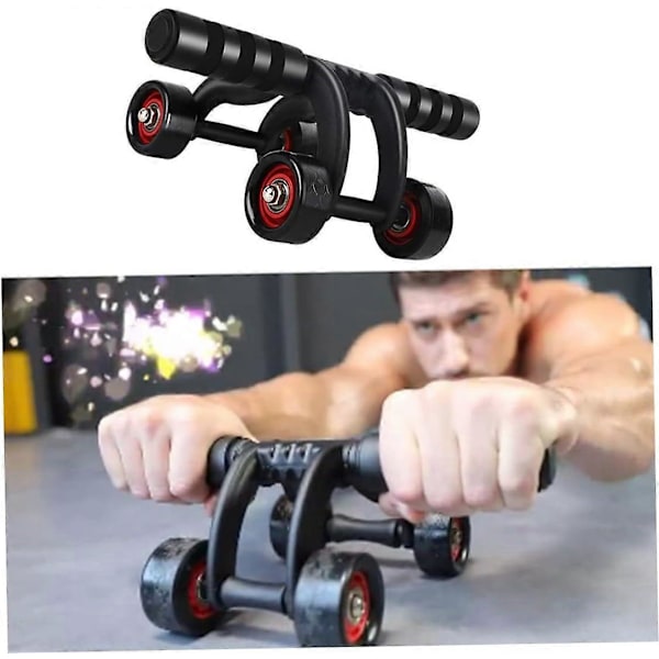 Ab Roller Hjul, 4-hjuls Ab Muskelhjul Roller, Core Träning Maghjul Roller, Tränare Sport Fitness Utrustning för Män Kvinnor