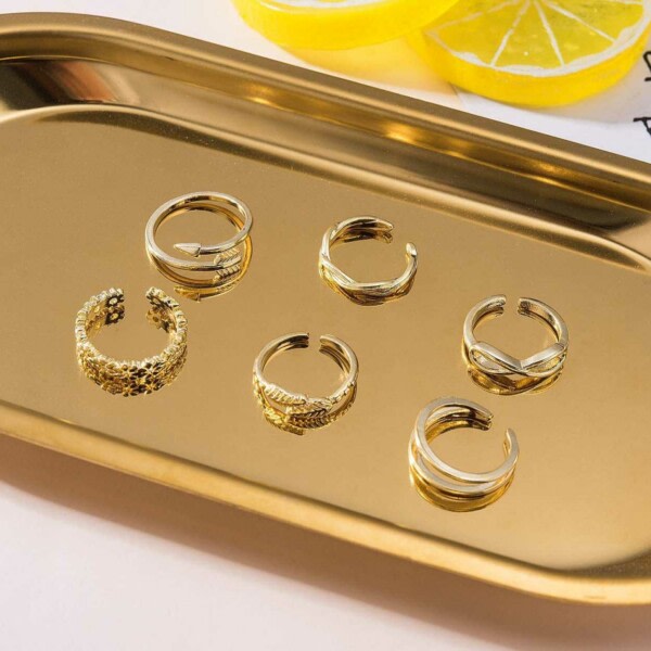 12-Pack Ringe Ringe Justerbar Størrelse - Guld Guld gold