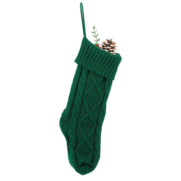 Christmas decorations, Christmas socks, gift bags, knitted Christmas pendants, woolen Christmas socks, green -46cm