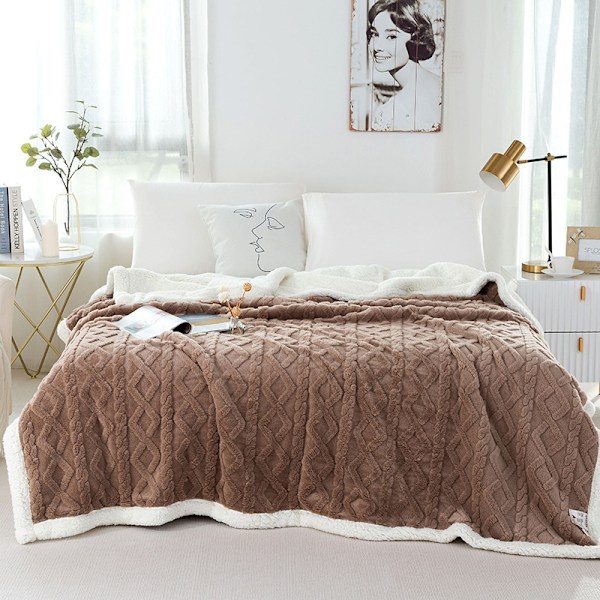 Vinterfleecefilt, supersoft mikrofiber, dubbelsidig flanellfilt, varm, ultra mjuk, lämplig för soffa, sovrum Brown 100*150cm