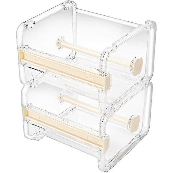 2-pakks Transparent Synlig Skrivebord Multi Washi Maskeringsbånd Dispenser, båndkutter, rullbåndholder