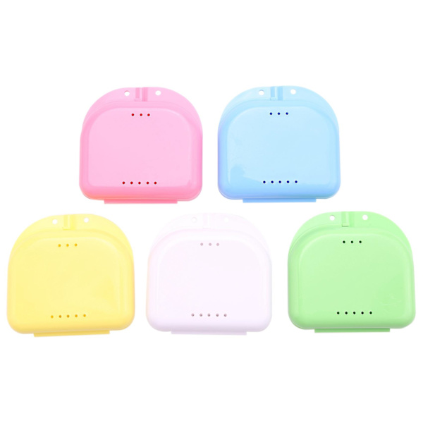 Retainerboks 5 stk Munnbeskytterboks Ortodontisk Tannretainerboks Protese Oppbevaringsboks