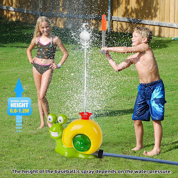 Ny Sprinkler Baseball-leksak för Barn Utomhuslek 2024, 2-i-1 Snigel Sommarvattenspel med 2 Sprinklerhuvuden, 360° Roterande Sprinkler Baseball för Pojkar