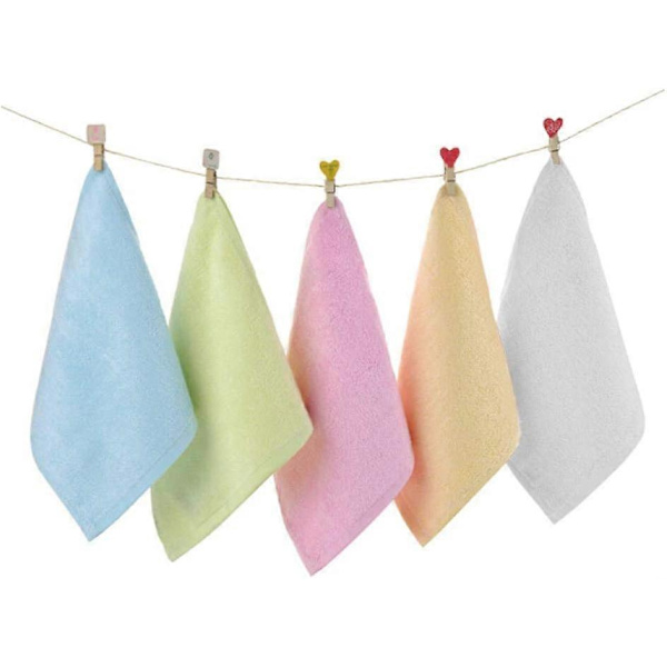 5-pack bambu ansiktsdukar, tvättdukar för bebisar, handduksset för badrum, hotell, spa, kök, mångsidiga ansiktshanddukar, fingertoppshanddukar och tvättdukar, 25x25cm