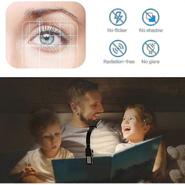 Boklys, USB-oppladbart leselys med berøringsføler, leselampe