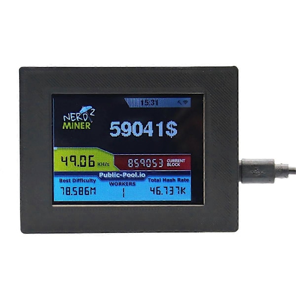 Nerdminer V2 Miner 56KH/S 2,8 tommer LCD-skærm Bitcoin Solo Miner Nerd Miner BTC Lotteri Miner