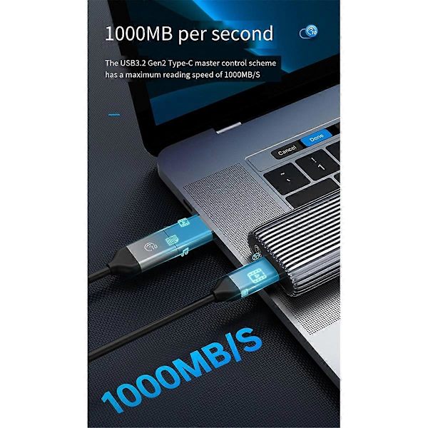 M.2 NVMe SSD-hölje, 10 Gbps aluminiumverktyg, stödjer UASP, PCIe typ C, M-nyckel Solid Sta