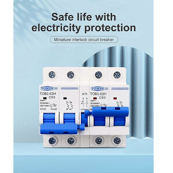 TOMZN 2P+2P TOMZN AC Dobbelt Strøm Manuel Overførselskontakt Afbryder MCB 50HZ/60HZ, 40A