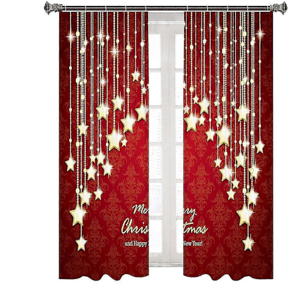 Christmas Curtain Set Christmas Curtains Sheer Curtains Washable Blackout Curtains For Living Room Bedroom Door Window W70 * L100cm 2pcs (red 1)