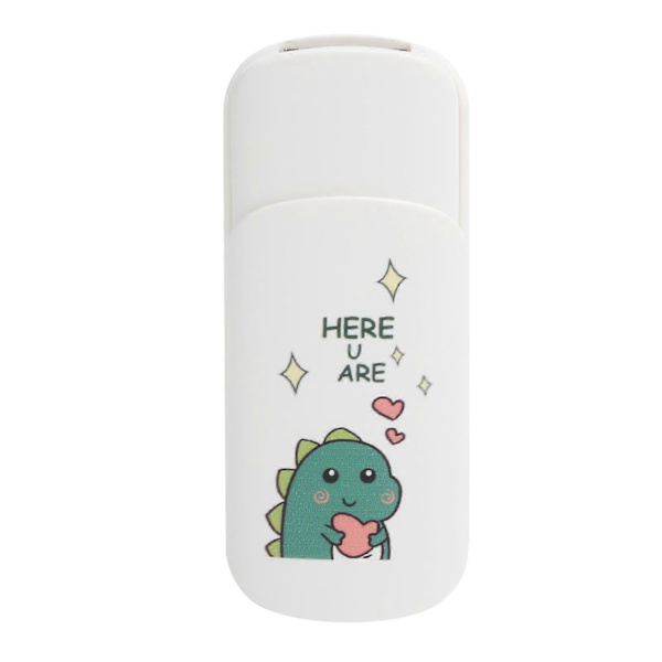 U Disk Skydeksel Type Tegneserie Mønster Bærbar USB Flash Drive Hukommelseskort Dataopbevaring Lille Dinosaur med Hjerte 128GB
