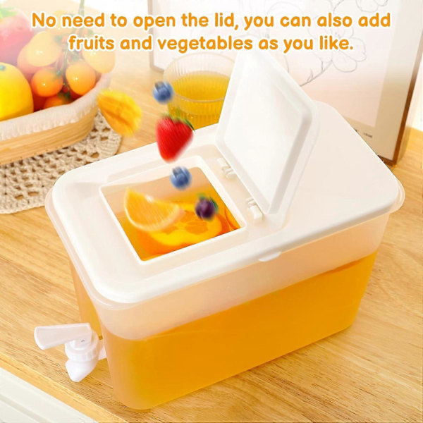 4L Drikkedispenser med tappekran, kjøleskapsdrikkedispenser med lekkasjesikker tappekran, plast kald drikke juice drikkedispenser kanne for festdrikk, J