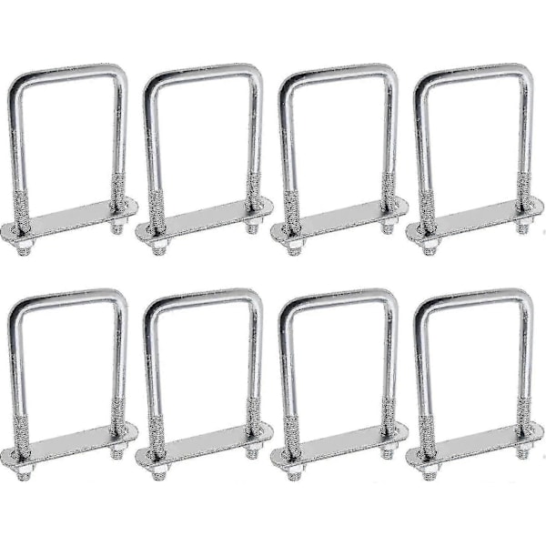 8 kpl Monipuoliset Neliömäiset U-pultit Levy- ja Mutteripidikkeillä Perävaunun Kattopultit 20x60x120mm M10 Kierre Hopea
