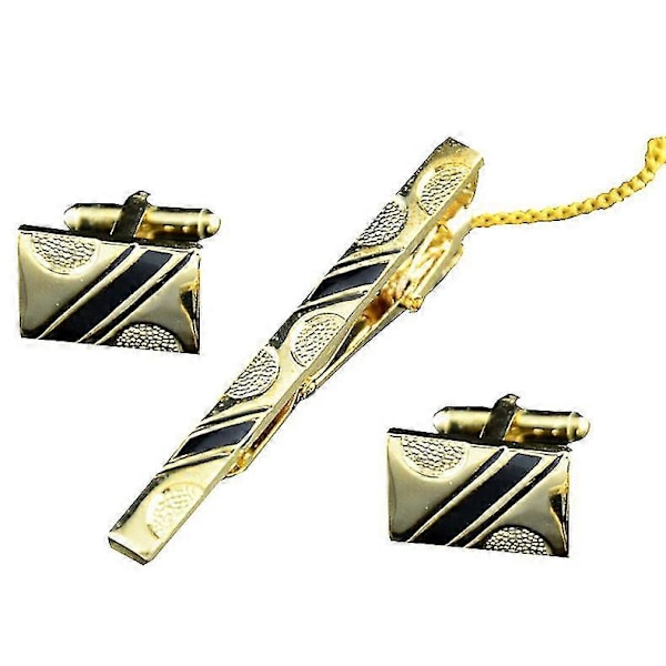 Slips med slips og manchetknapper i elegant emalje til mænd